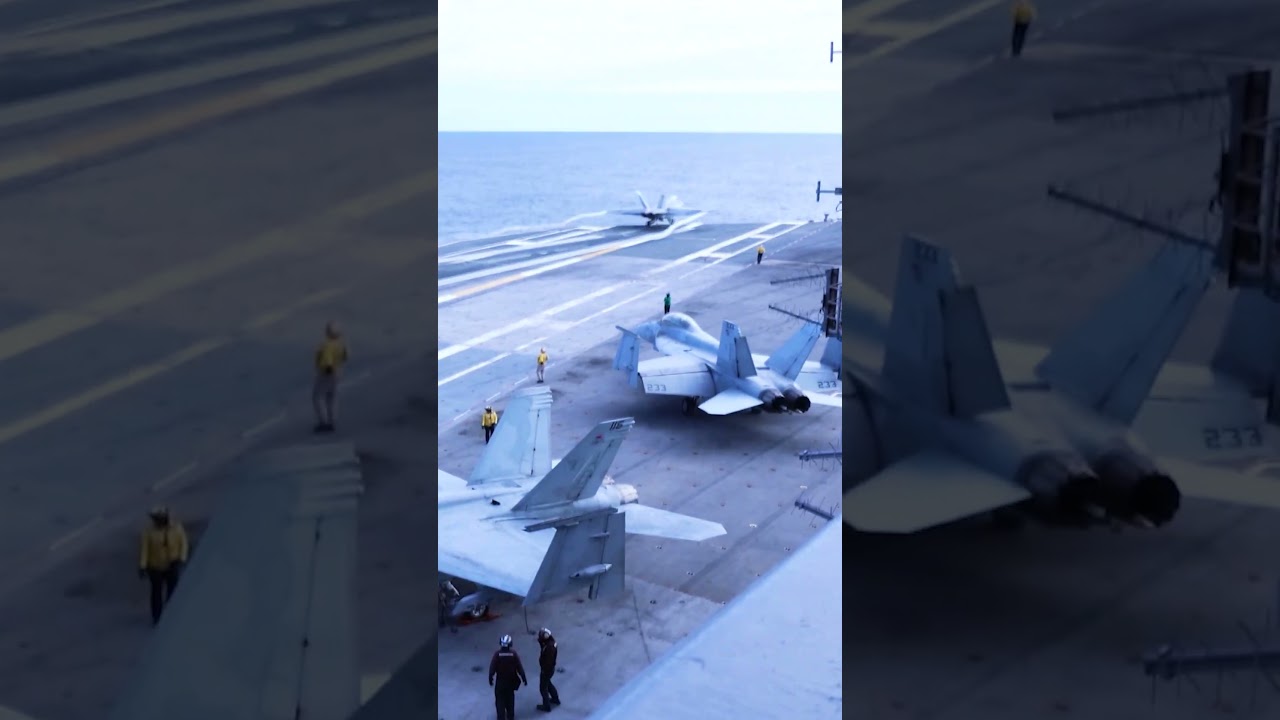 A Fighter jet  failed to land on an aircraft carrier 