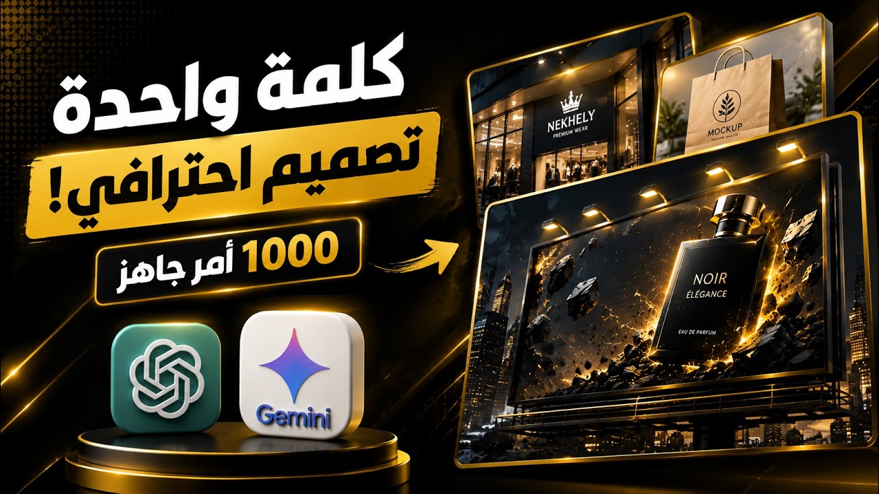1000 أمر لتصميم الصور في ChatGPT و Gemini  |  اصنع إعلانات وموك أب بكلمة واحدة!
