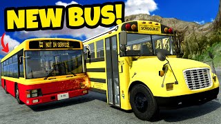 Racing School Buses VS This NEW City Bus Down a Mountain in BeamNG Drive Mods! screenshot 5