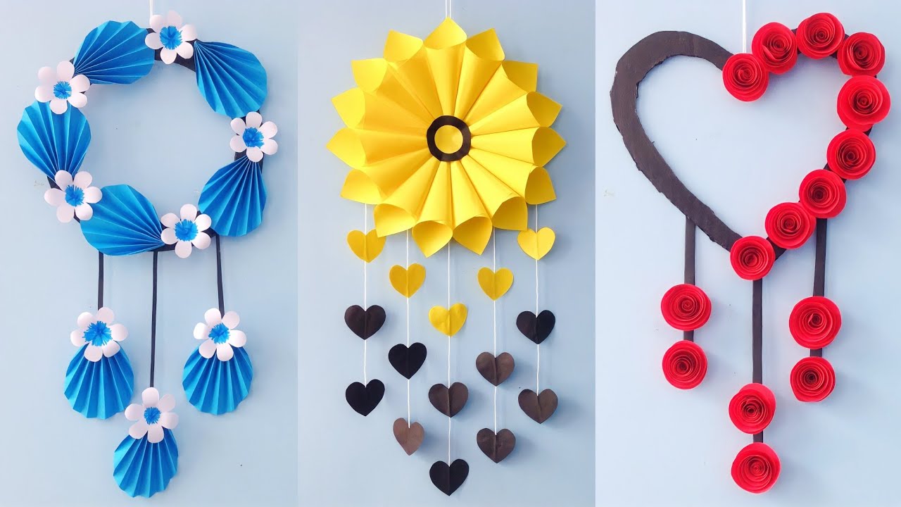 3 Easy and Quick Paper Wall Hanging Ideas / A4 sheet Wall decor / ear