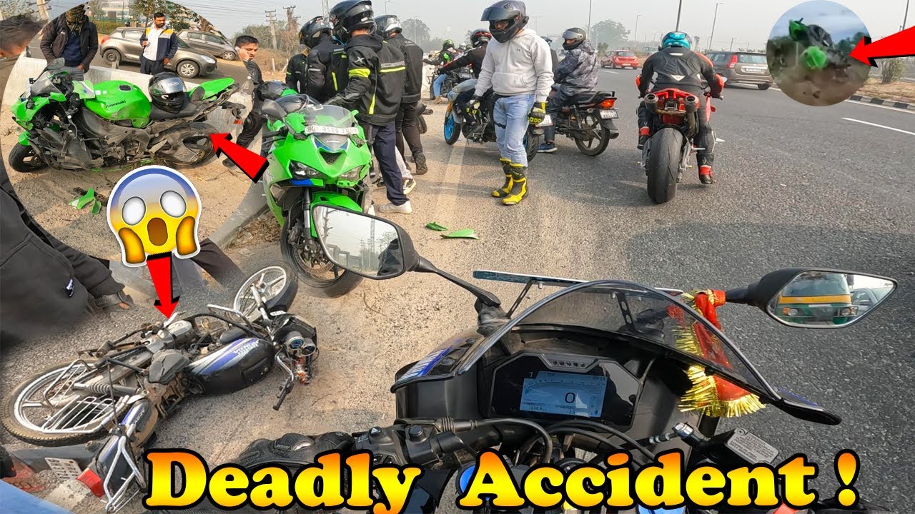 Deadly Highway Accident Crash 😱 | Superbike Zx6r & Zx4r Hit With Splendor Total Loss!