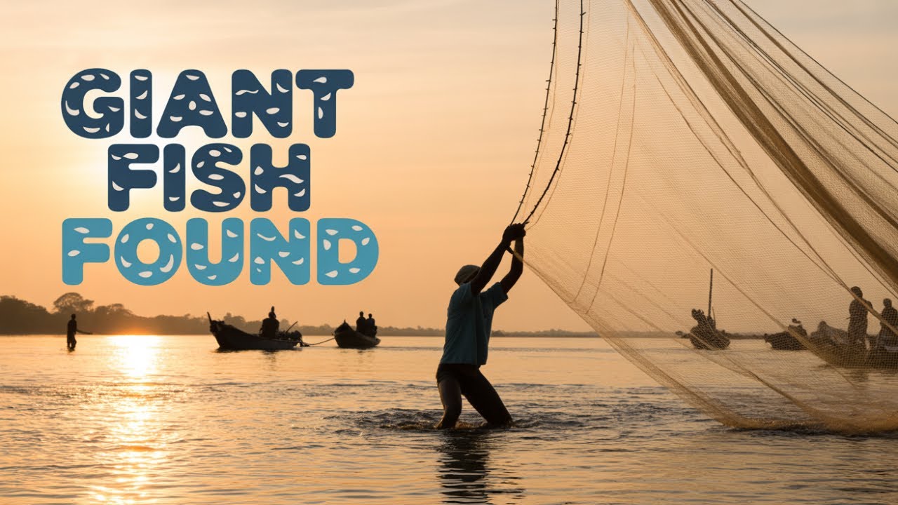 Cambodia man fishing net in river 
