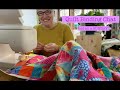 Sunday Chat on a Monday - binding the flying goose quilt with those gorgeous Kaffe Fassett fabrics