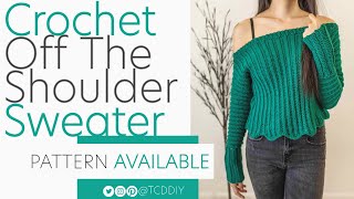 Crochet Long Sleeve Off the Shoulder Sweater | Pattern & Tutorial DIY
