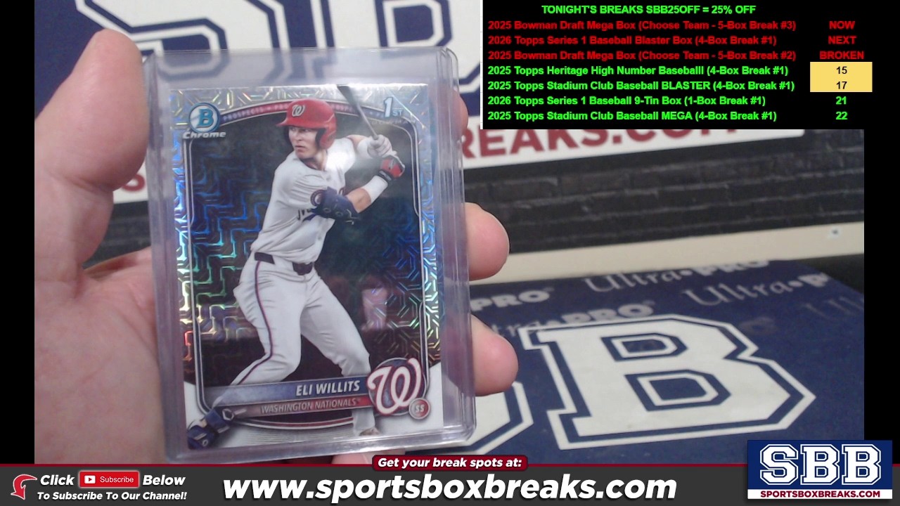 2025 Bowman Draft Mega Box (Choose Team - 5-Box Break #3)