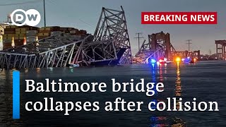 &#39;Mass casualty event&#39; as bridge hit by ship collapses into river in Baltimore | DW News