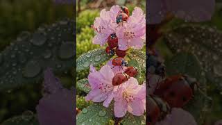 Dark Red Blooms & Tiny Lucky Charms 🐞🌹 | Cinematic Macro Nature #relaxation
