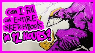 12 HOUR EPIC 250th EPISODE -Hang and Draw Podcast with Uncle ewan- CAN I FILL AN ENTIRE SKETCHBOOK?