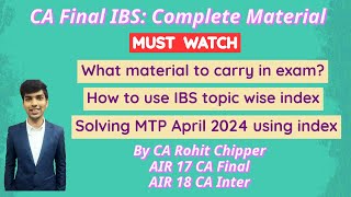 IBS Last Day Strategy May 2024 | Solving MTP April 2024| Material to carry in exam | IBS Index