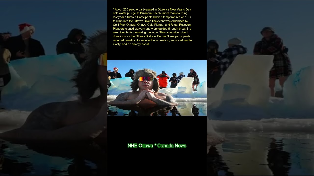 About 250 people participated in Ottawa's New Year's Day cold-water plunge at Britannia Beach, more