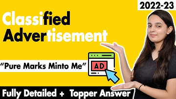 Classified Advertisements/ Advertisement Writing Class 11 |  Format + Examples | Fully Detailed