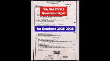 Class 5 EVS 2 Question Paper 1st Semister 2025 - 2026 #exam #shorts #semister1