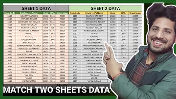 Match Two Excel Workbook | Match Data in Two Excel Sheets | Match Data in Excel