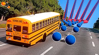 Cars VS 100 Giant Concrete Balls - BeamNG drive