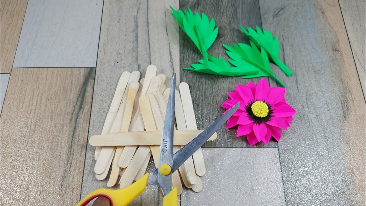 Superb Paper Flower wallmate using Ice-Cream Sticks | Wall Hanging craft  | Home Decoration