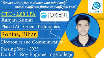 Congrats,| Ranjan Kumar ,Selected in Orient Technologies|2.88LPA|ECE,PoY2023|Rohtas,Bihar