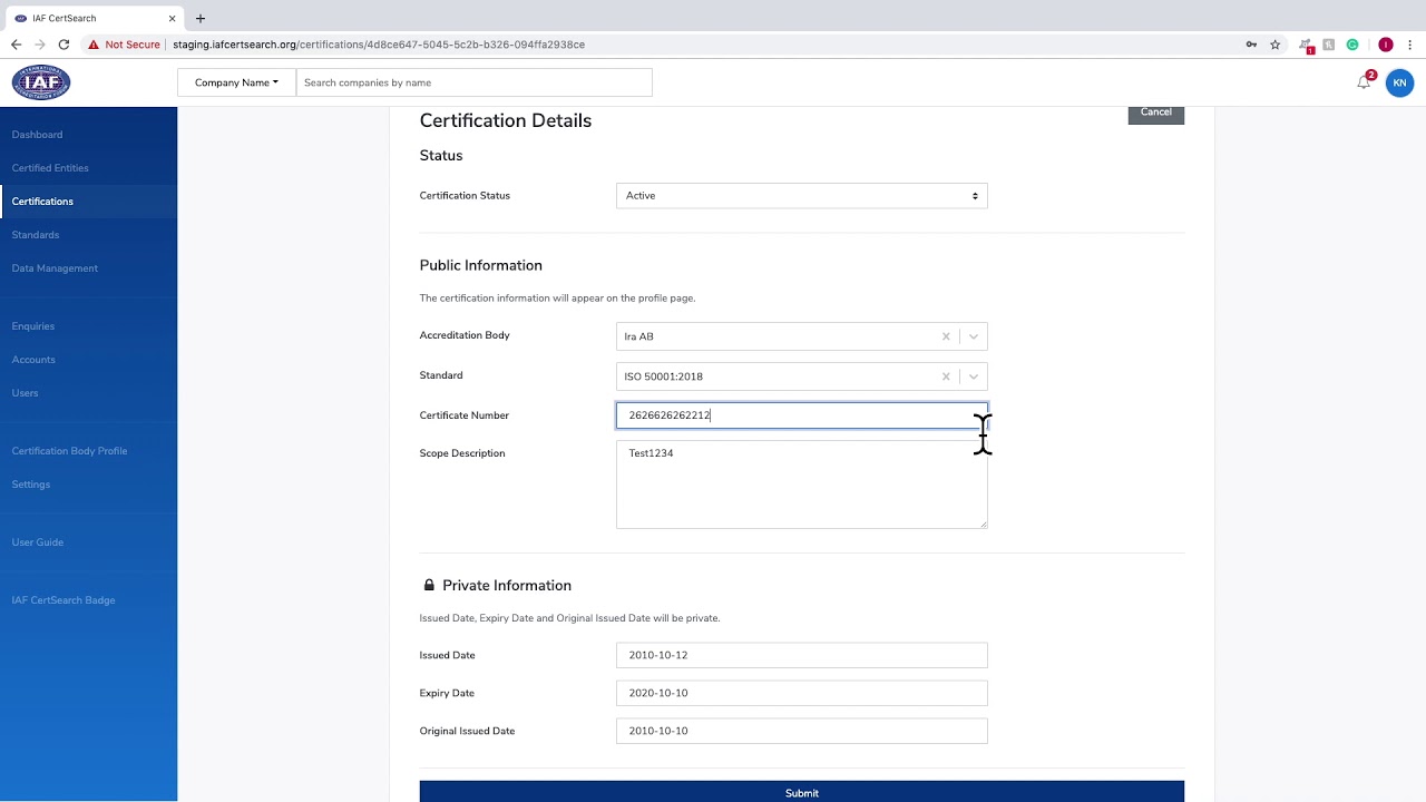 Certification Body_Certified Entities_How to Edit a Certification - YouTube