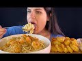 Creamy shrimp pasta  fried shrimp mukbang  asmr  eating sounds