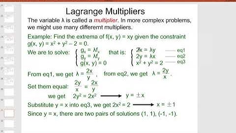 16 Lagrange Multipliers