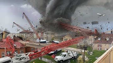 Massive Tornado Hits France! Tower Cranes Collapse in Ermont, Buildings Destroyed