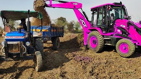 JCB 3dx Backhoe Loading Mud in Mahindra 475 JCB Miti sifting JCB khudai work #jcb #jcnvideo #farming