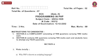 BCA 5TH SEM PROGRAMMING IN PHP DEC 2022 | PTU