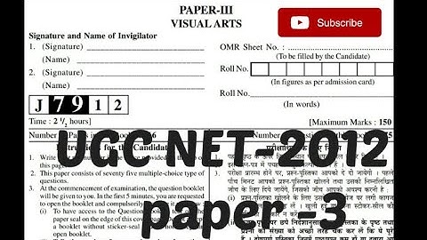 UGC NET/JRF (visual art) previous year question paper june 2012 paper -3