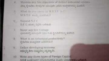 Industrial economics B.com second semester CBCS question paper gulbarga university 2019