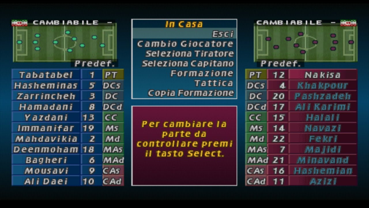 statistiche dei giocatori del iran su iss pro evolution soccer 2