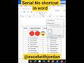 Serial no🛑 #words #excel #exceltips #shortvideo #short #shortfeed #shorts #word #msword #365 #word