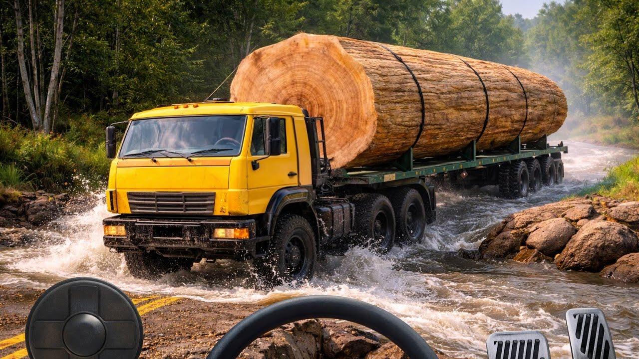 Heavy Logging Truck Crossing River Bridge | BeamNG Drive Gameplay  