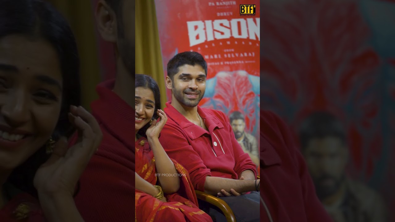 Dhruv Vikram & Rajisha Vijayan Candid Moment 😍 | Bison Kaalamaadan Kerala Press | BTF Productions