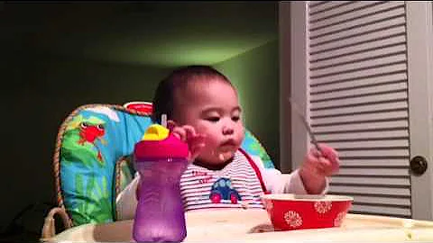 Nanette eats daddy's food