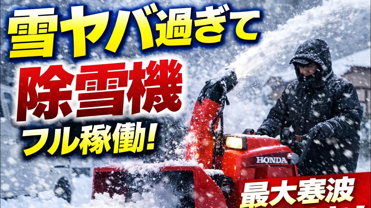 東北最大寒波】雪ヤバ過ぎて…ホンダ除雪機フル稼働！黙々除雪します 