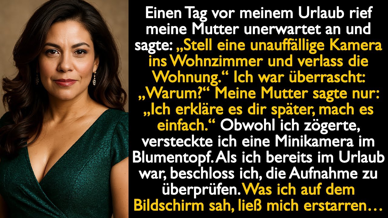 ch versteckte eine Minikamera im Blumentopf. Als ich bereits im Urlaub war, beschloss ich...