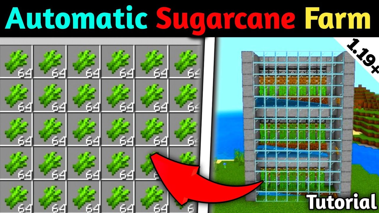EASY Automatic Sugarcane Farm In Minecraft MCPE 1.19 | Minecraft ...