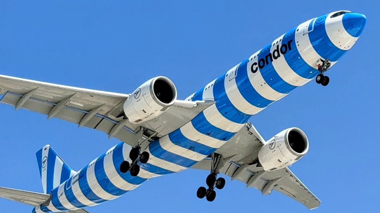 (Slow Motion) Condor (Blue Sea Livery) Airbus A330-941 Frankfurt (FRA) To Las Vegas (LAS) D-ANRT