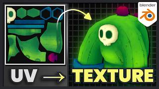 Easy UV Unwrapping and Handpainted Texturing in Blender | Cactus Skull Prisoner