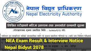 Nepal Electricity Authority NEA Exam Result & Interview Notice Nepal Bidyut 2078