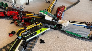 Lego Train Crash Compilation #3 - 8 Trains Crashing Into Each Other