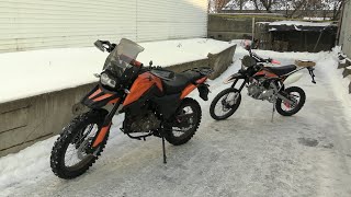 Сравнение мотоцикла FIREGUARD 250 и питбайка на высокой резине XMOTOS 140 19/16