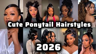 ‼️2026 Cute Ponytail Black Girl Hairstyles To Try /  Ponytail | Bangs Clip-in's For Black Women screenshot 4
