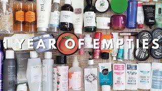 Beauty Trash All The Makeup I Used In One Year  Makeup Empties 2020  What Are My Empties Worth