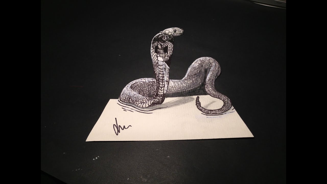 Efecto óptico de dibujo, Cobra 3D truco fácil YouTube Efecto óptico de dibujo, Cobra 3D truco fácil YouTube