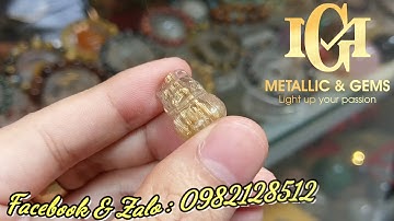 Tỳ hưu thạch anh tóc vàng bã mía đồng trục (20 x 13 x 7mm)