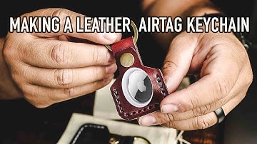 Making a LEATHER AIRTAG KEYCHAIN #asmr