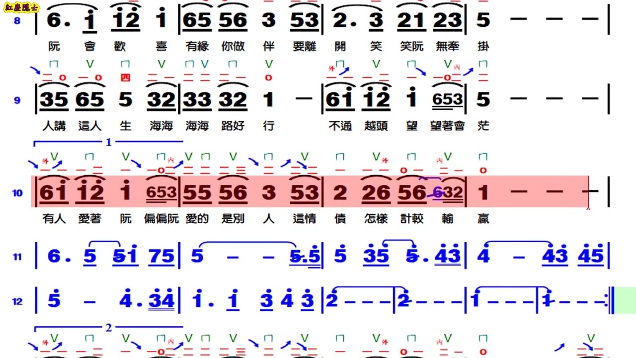 海海人生 - D調伴奏(動態譜)