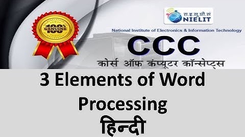 CCC 3 Elements of Word Processing  HINDI