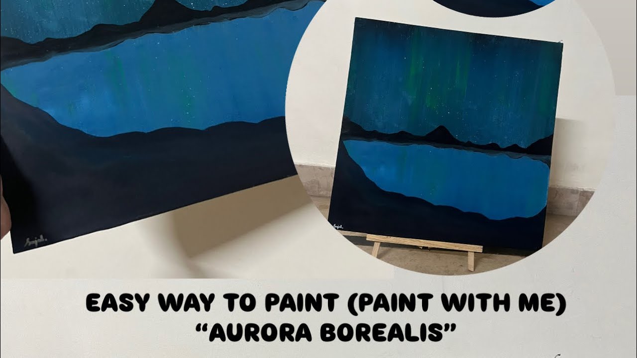 Easy Way To Paint “AURORA BOREALIS”😭💙 #acrylicpaintingtechniques #