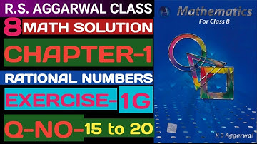 Rs Aggarwal Class 8 Math|Rational Numbers|Exercise-1G|Question-No-15 to 20 | #mathmanner #Mathmanner